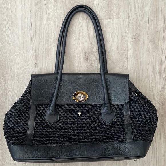 Helen Kaminski Bags Helen Kaminski Leather Raffia Black Bag Poshmark